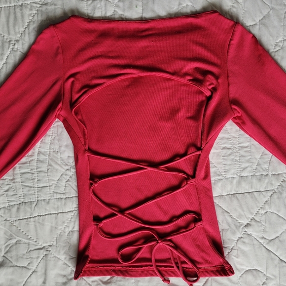 2/$40 🍩 Vintage Y2K Le Château Backless Tie Up Top - Picture 2 of 10